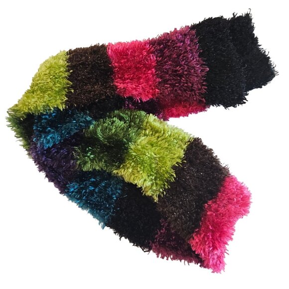 Colorful Fluffy Soft Winter Scarf Multi-Color Rainbow Whimsigoth Outdoor Winter - Picture 1 of 9